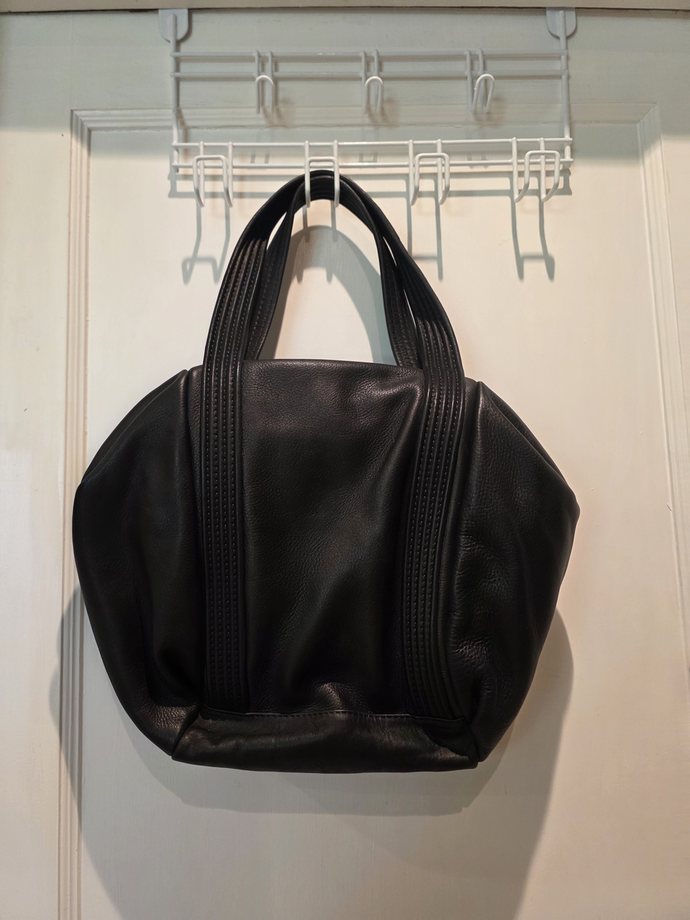 Francesco Biasia Black Leather Bowling Bag